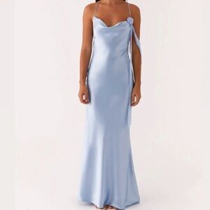 Peppermayo Too Sweet Blue Satin Evening Gown